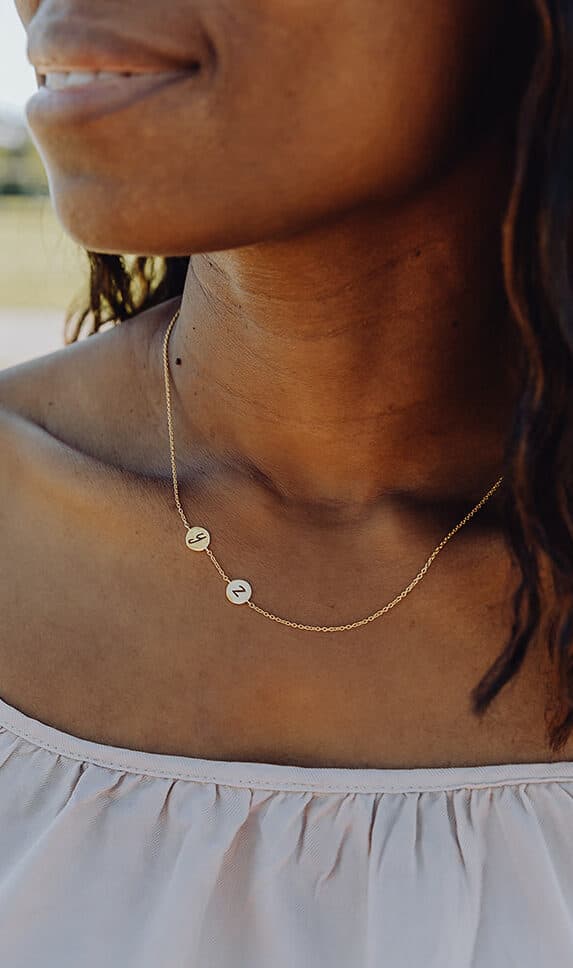 Ketting met 2 bedels | Gepersonaliseerde ketting met 2 initialen of geboortestenen | gftd. jewelry
