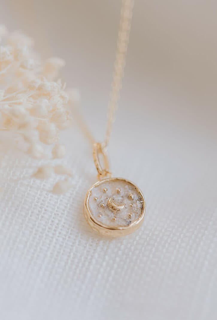 Asjuweel ketting 'My Moon and Stars' | Maan en sterren hanger met as | gftd. jewelry