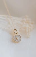 Detail photo of heart pendant with heartstone containing ashes — gftd. jewelry