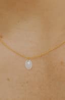 Moedermelkjuweel ketting ovale herinneringssteen 7x5mm gedragen geelgoud verguld gftd. jewelry