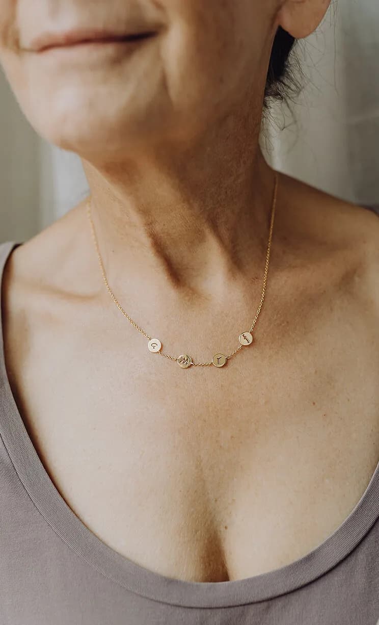 Collier avec 4 charms | Collier personnalisé avec 4 initiales ou pierres de naissance | gftd. jewelry