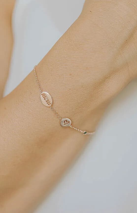 Bracelet avec 3 charms | Bracelet personnalisé avec 3 initiales ou pierres de naissance | gftd. jewelry