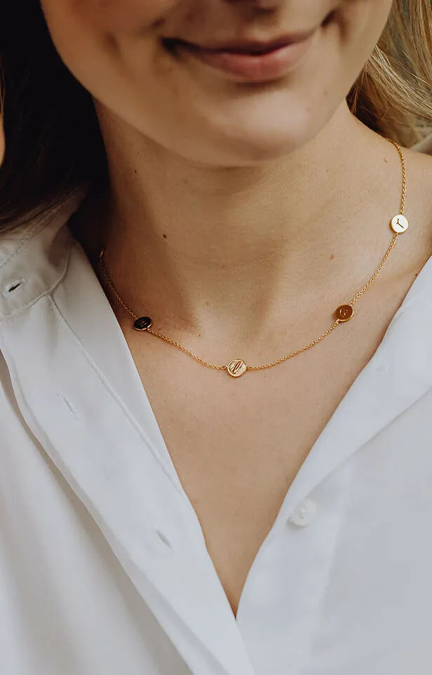 Collier avec 5 charms | Collier personnalisé avec 5 initiales ou pierres de naissance | gftd. jewelry