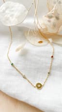 Ketting 5 bedels uitgefreesde letters handschriftlettertype gftd. jewelry